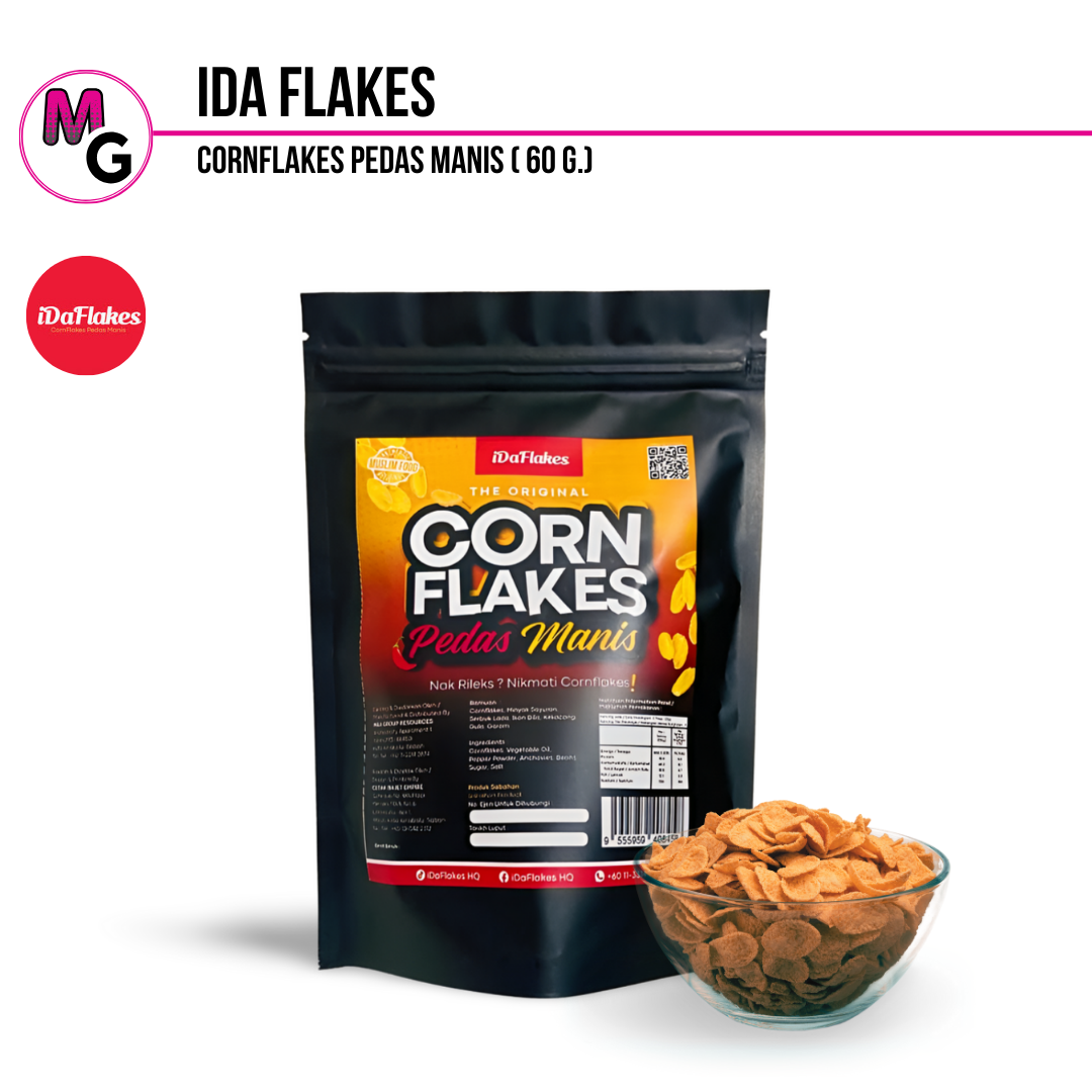 Snek Cornflakes Pedas Manis 60gm Ida Flakes