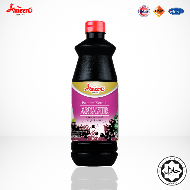 Ameen Kordial Berperisa Anggur Manis dan Pekat 840ml