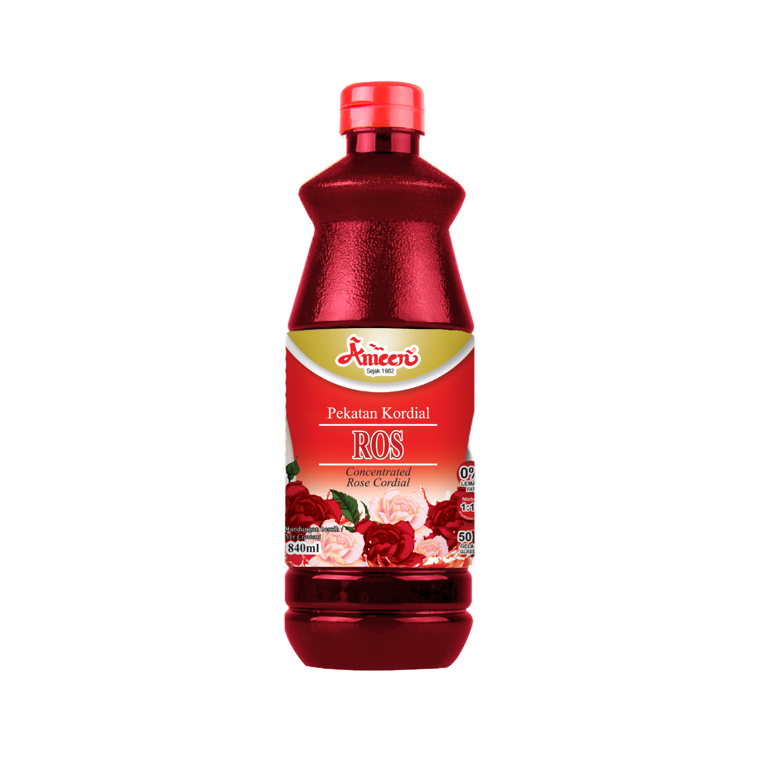 Ameen Kordial Berperisa Rose Manis dan Pekat 840ml