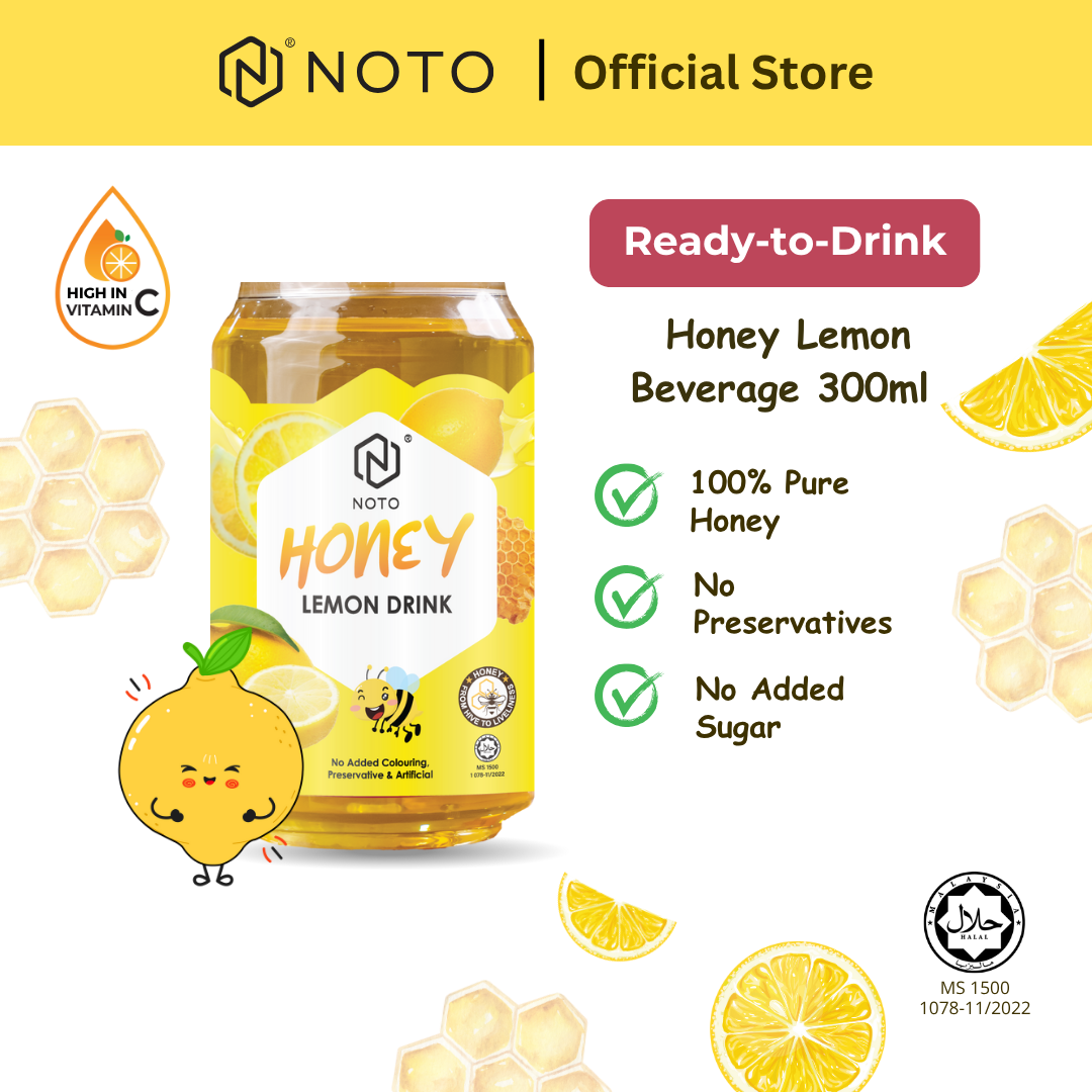 NOTO Honey Lemon Drink – Detox, Vit C, Low Sugar, Natural & Refreshing (300ml x 1)