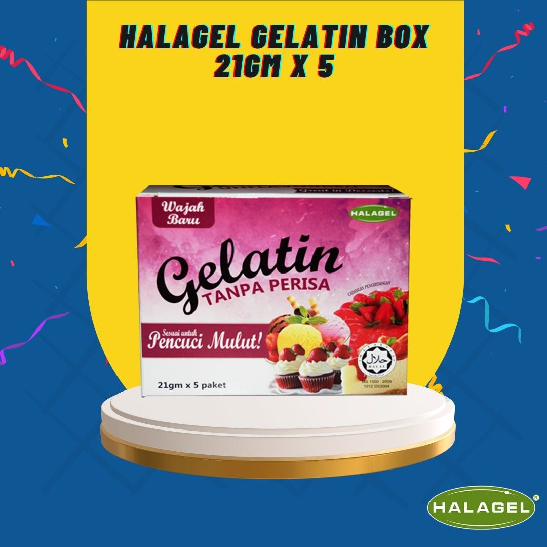 HALAGEL GELATIN Serbuk - Tanpa Perisa (21gx 5 Paket)