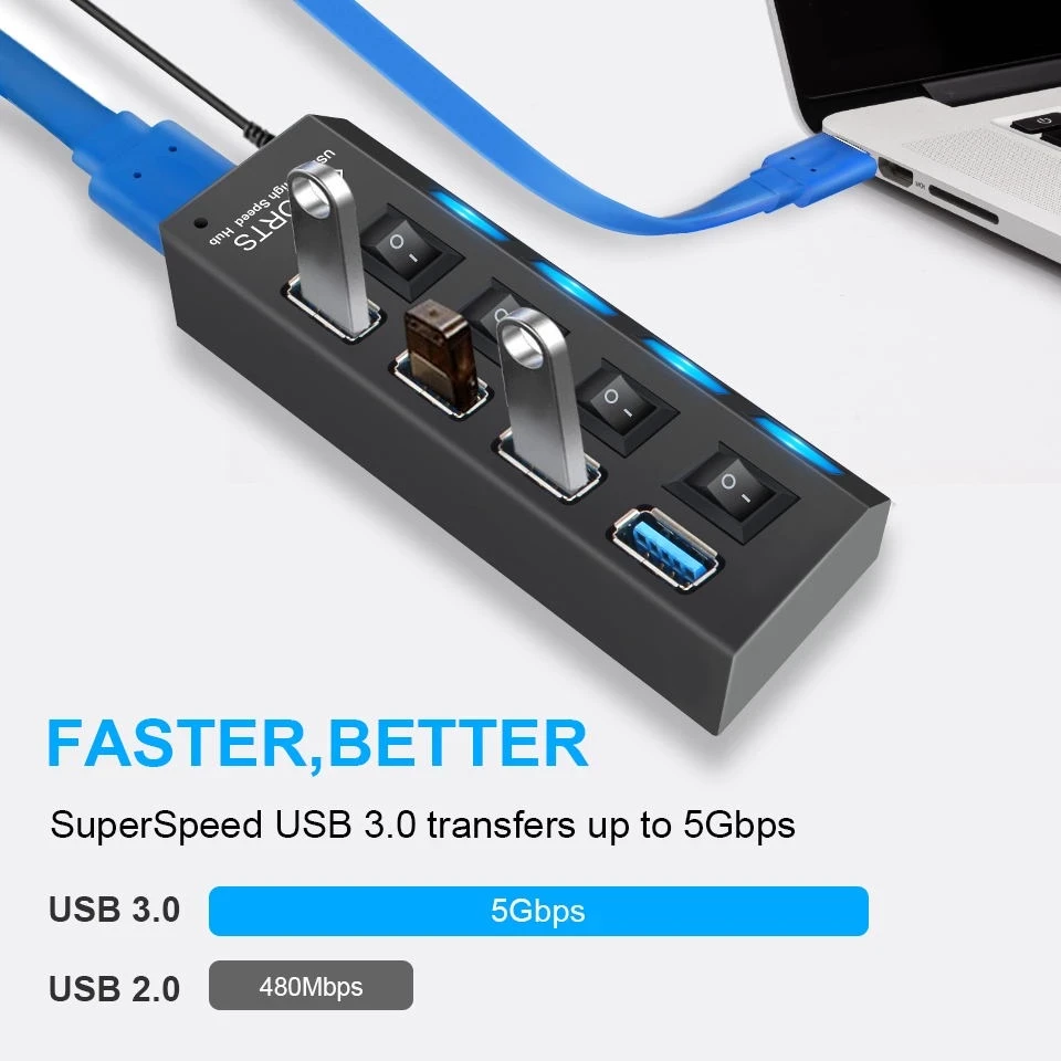 USB 3.0 HUB Super High Speed Multi usb Hub 4 Port / 7 Port Expander For PC Computer Accessories Laptop