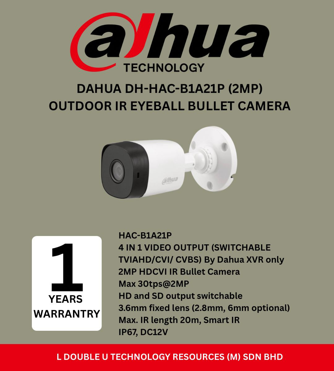 DAHUA DH-HAC-B1A21P-U 2MP IR BULLET CCTV CAMERA