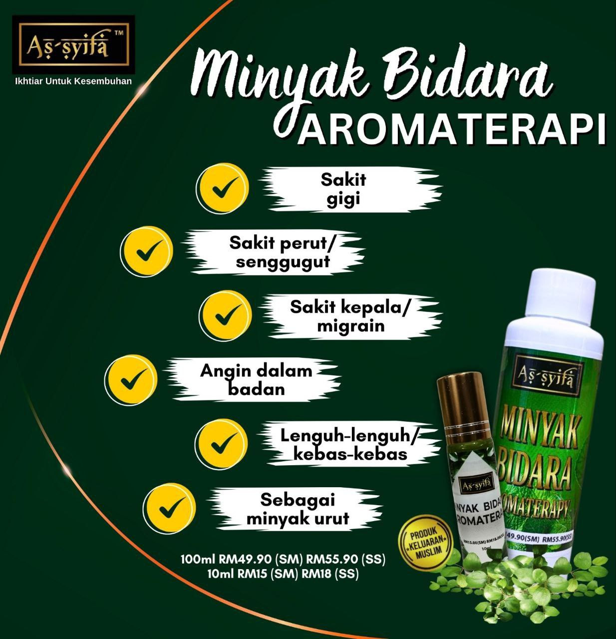 Minyak Aromaterapi Bidara As-syifa Minyak Angin Senggugut Sakit Perut Sakit Gigi Migrain Sakit Kepala