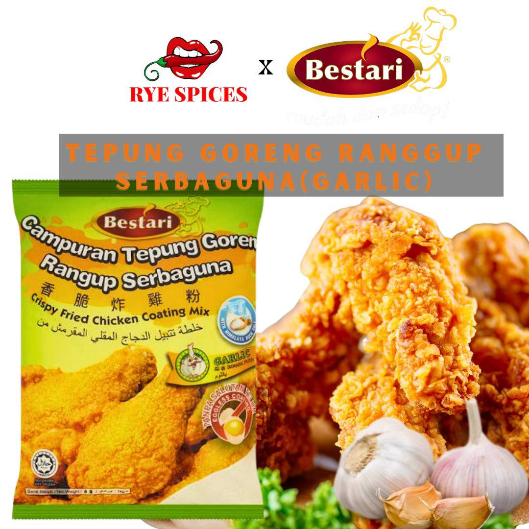 Bestari Crispy Fried Chicken Coating Mix (Garlic) / Campuran Tepung Goreng Rangup Serbaguna (Bawang Putih)