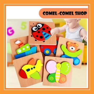 COMEL-COMEL SHOP BABY WOODEN PUZZLE 14.5 CM ANIMAL VEHICLE (OWL)