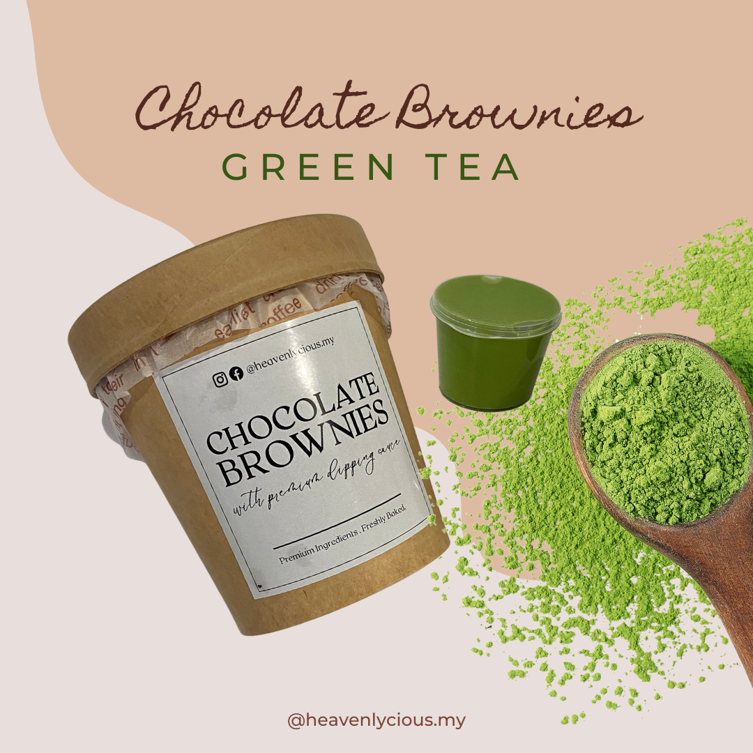 Greentea - Brownies in Tub with Premium Dipping Sauce by heavenlycious.my