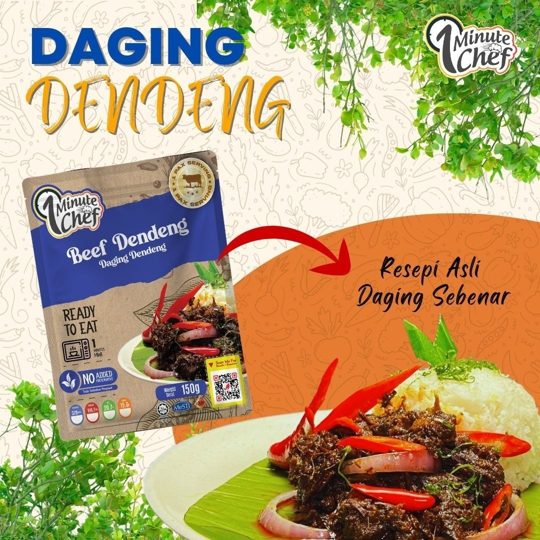 1 Minute Chef Ready To Eat Daging Asam Pedas, Daging dendeng, daging masak hitam, daging rendang