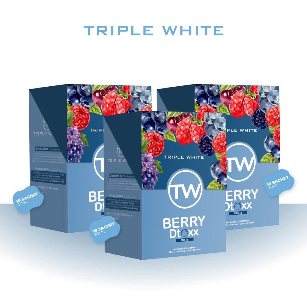(Buy 3) Berry Dtoxx by Triple White - Burn Fats & Detox (10 Sachets x 20 ml)