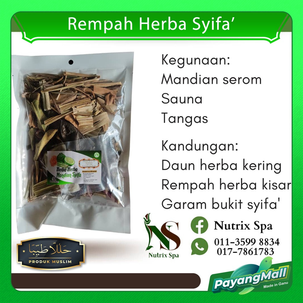 𝗣𝗔𝗬𝗔𝗡𝗚 𝗠𝗔𝗟𝗟 Herba Mandian Syifa' Nutrix Spa Bagus Untuk Mistik , Keputihan , Angin & Letih Lesu ( Kandungan Daun Hutan )