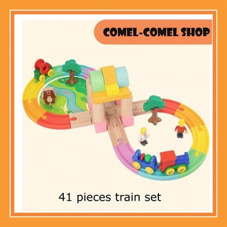 COMEL-COMEL SHOP 41 PIECES TRAIN SET BLOCK TOYS AGE 3 ABOVE MATERIAL PLASTIC, MAGNET AND WOOD