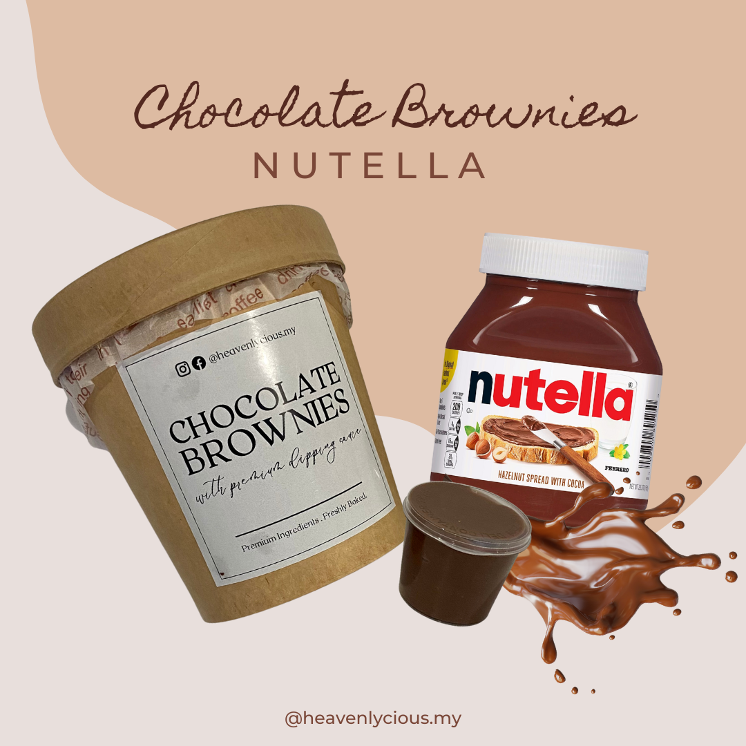 Nutella - Brownies in Tub with Premium Dipping Sauce by heavenlycious.my