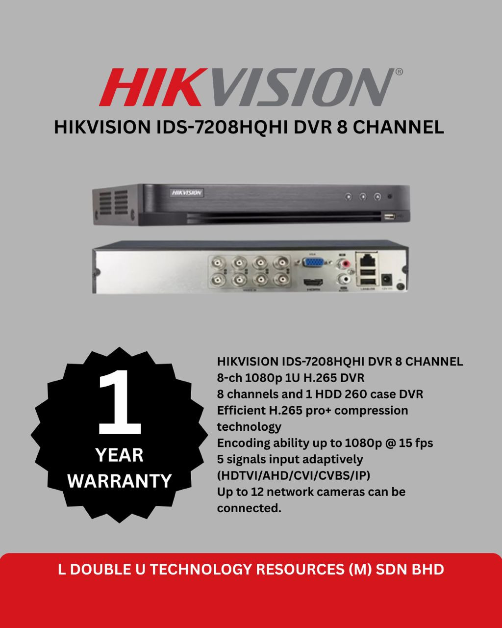 HIKVISION IDS-7208HQHI DVR 8 CHANNEL