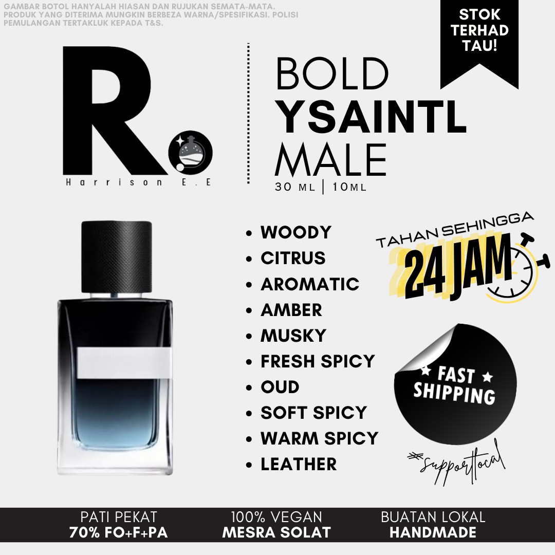 Harrison - Bold YSaintL Male 30ML Long Lasting Perfume Tahan Lama