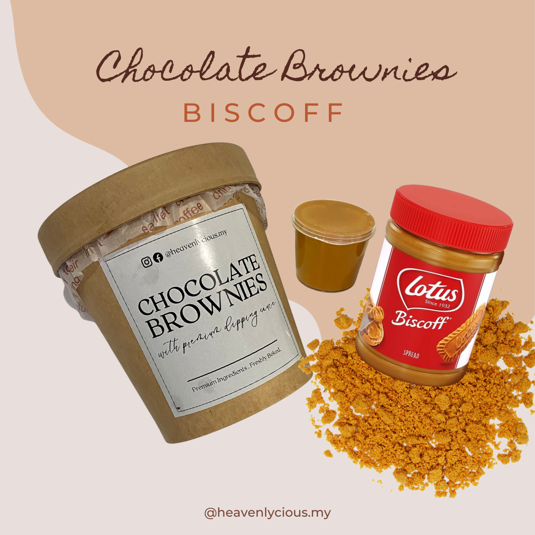 Biscoff - Brownies in Tub with Premium Dipping Sauce by heavenlycious.my