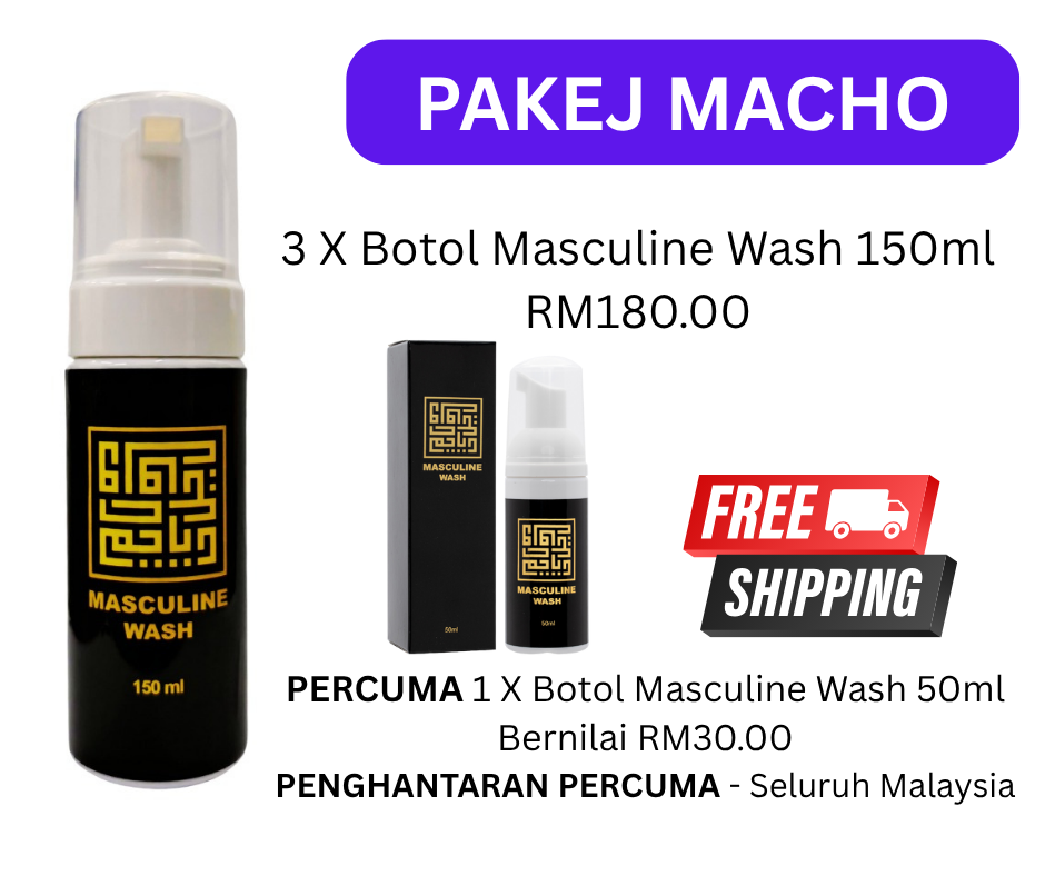 MASCULINE Wash 150ml - Penjagaan Badan dan Intim Harian untuk Lelaki (Pakej Macho)