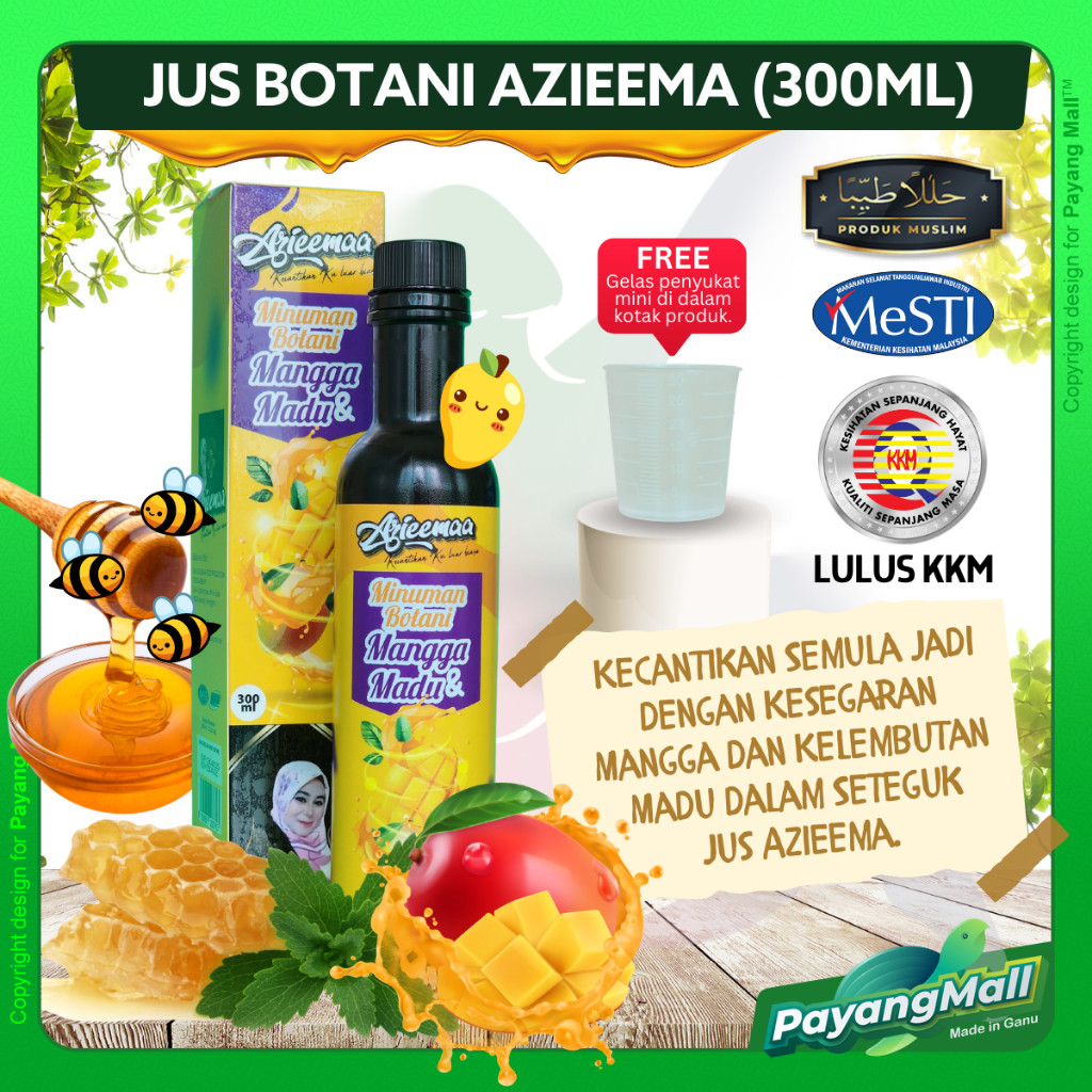 Azieemaa Minuman Botani Mangga + Madu Minuman Kesihatan & Kecantikan Wanita Jus Kesihatan Wanita 300ML | PRODUK TERENGGANU PAYANG MALL