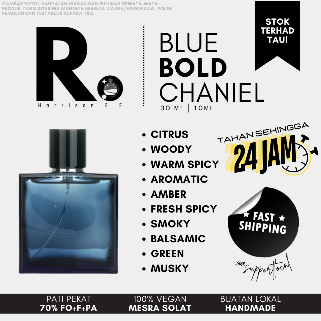 Harrison - Blue Bold Chaniel 30ML Long Lasting Perfume Tahan Lama